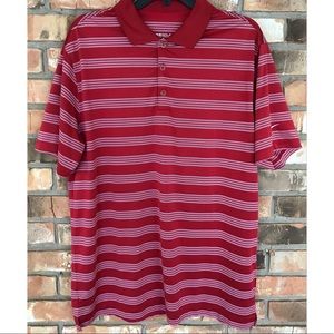 Nike Men’s Golf Red and White Striped Dri-Fit Polo Shirt Size Large